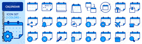 Icons in two colors about calendar.