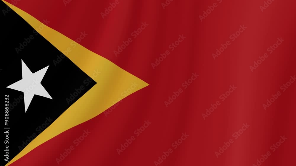 East Timor Waving Flag. Realistic Flag Animation. Seamless Loop Background.	