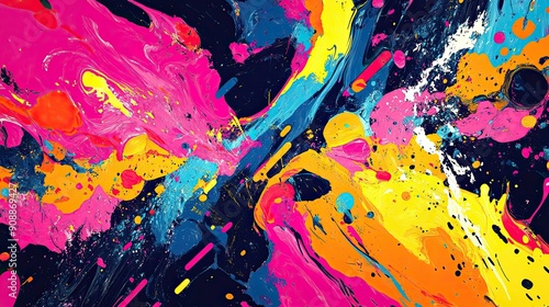 Vibrant Display of Abstract Colorful Chaos With Dynamic Graphic Overlaps in Creative Expression