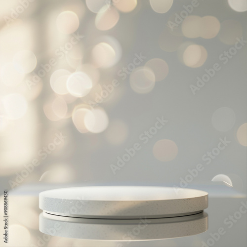 interior of a modern house with close up product display podium