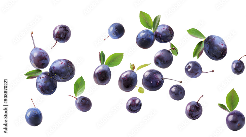 Sloes levitating in the air isolated on a transparent background Sloes levitating in the air isolated on a transparent background