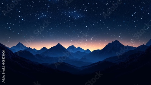 Night Sky Over Silhouetted Mountain Range