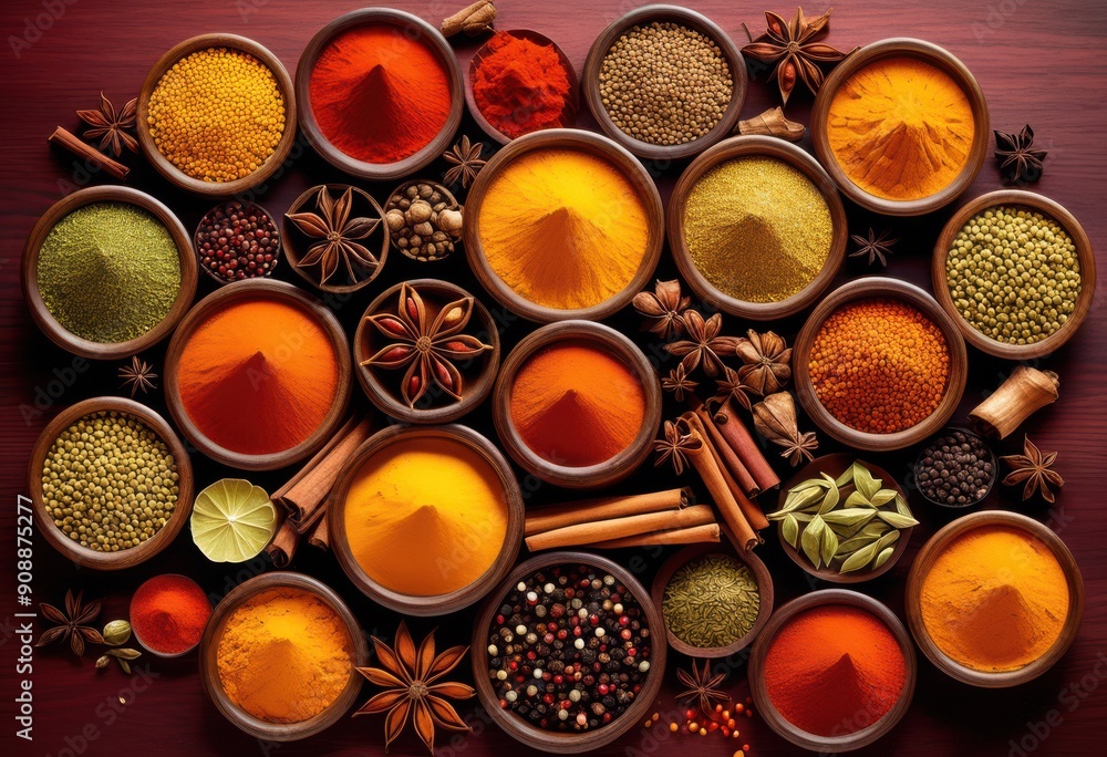 vibrant display colorful spice blend arranged artfully rich wooden highlighting texture depth, seasoning, herbs, culinary, mixture, natural, gourmet, fresh vibrant display colorful spice blend arranged artfully rich wooden highlighting texture depth, seasoning, herbs, culinary, mixture, natural, gourmet, fresh
