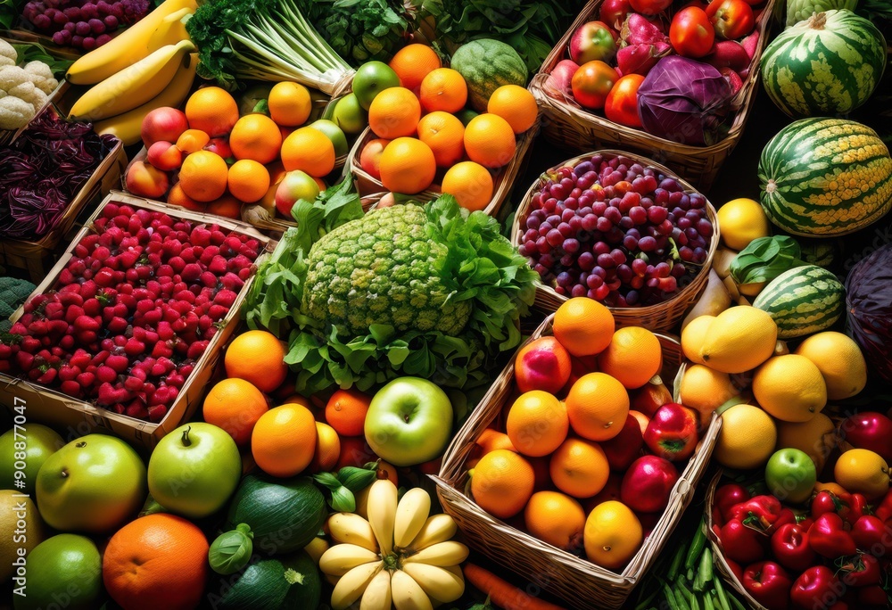 vibrant aerial perspective showcasing colorful array fresh culinary delights captured from above, food, fruits, vegetables, display, arrangement vibrant aerial perspective showcasing colorful array fresh culinary delights captured from above, food, fruits, vegetables, display, arrangement