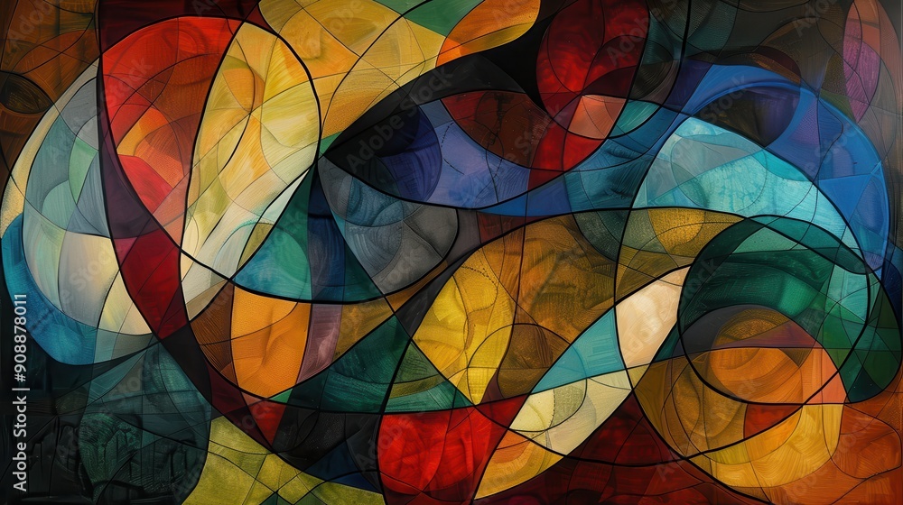 Vibrant Abstract Painting with Dynamic Lines and Shapes Vibrant Abstract Painting with Dynamic Lines and Shapes