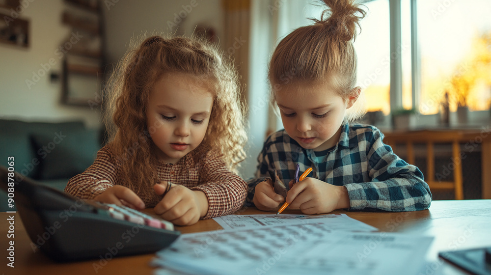 Children learning the importance of financial planning. Children learning the importance of financial planning.