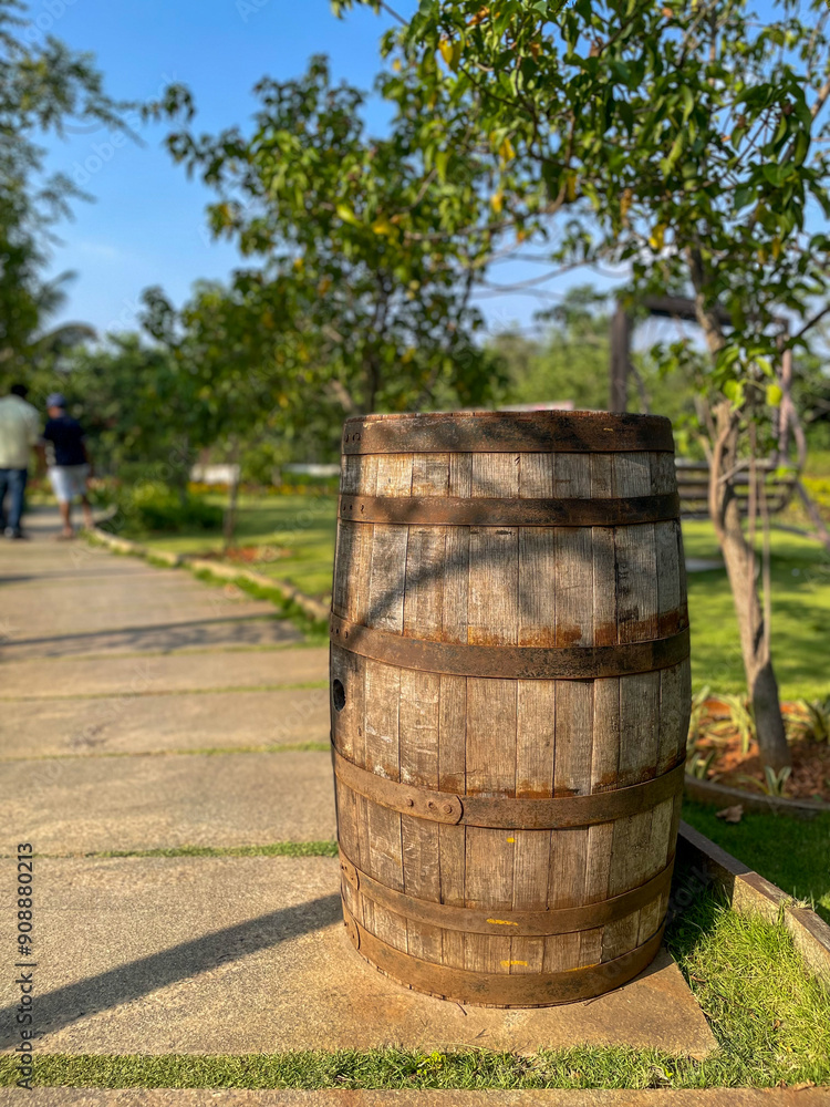 A close up shot of a wine barrel . A close up shot of a wine barrel .