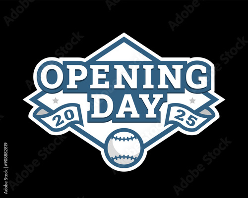 Opening day, baseball logo, emblem on a dark background.