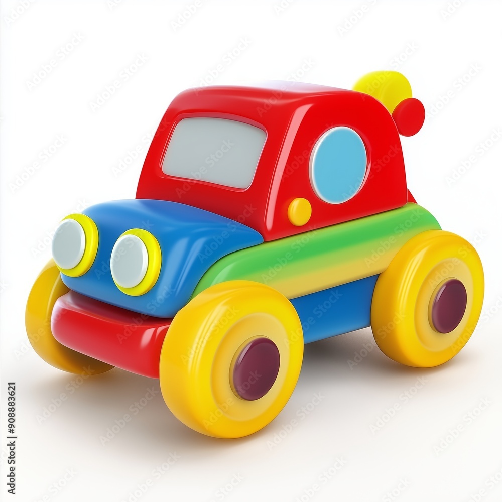  colorful toy car isolated on white background