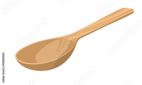 Wooden spoon. Vector illustration isolated on white background.