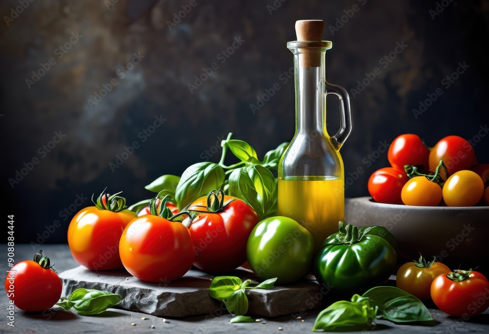 vibrant close colorful ingredients displayed rustic stone surface capturing essence culinary artistry, fresh, vegetables, herbs, spices, food, texture vibrant close colorful ingredients displayed rustic stone surface capturing essence culinary artistry, fresh, vegetables, herbs, spices, food, texture