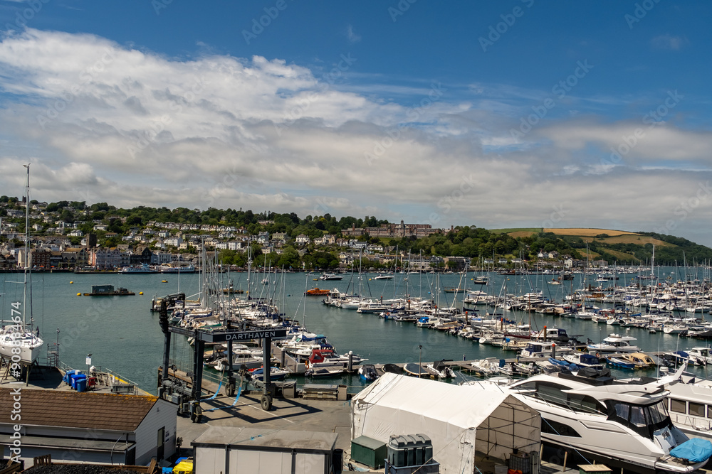 View over the marina and yachts in the River Dart in the English Riviera View over the marina and yachts in the River Dart in the English Riviera
