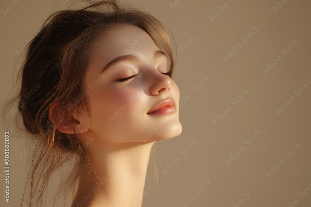 Fototapeta premium A close up of a girl's face with her eyes closed