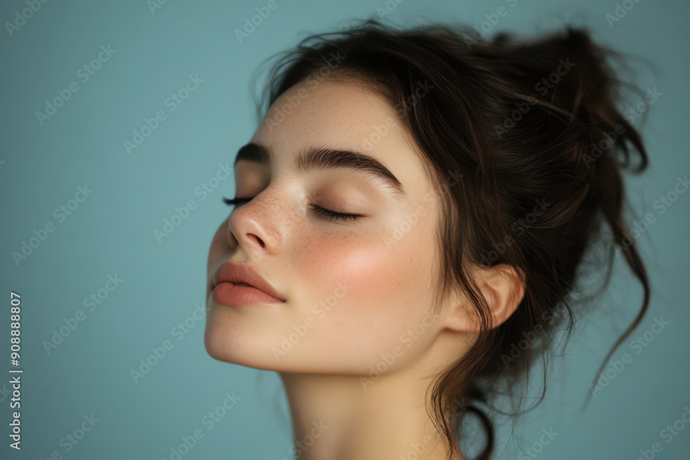 A close up of a girl's face with her eyes closed A close up of a girl's face with her eyes closed