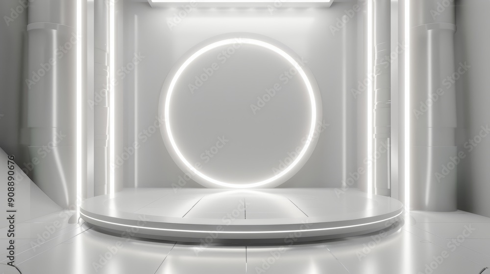 3D podium background, technology room, product, circle, glow effect, portal, studio scene, white design, ring, modern display space 3D podium background, technology room, product, circle, glow effect, portal, studio scene, white design, ring, modern display space