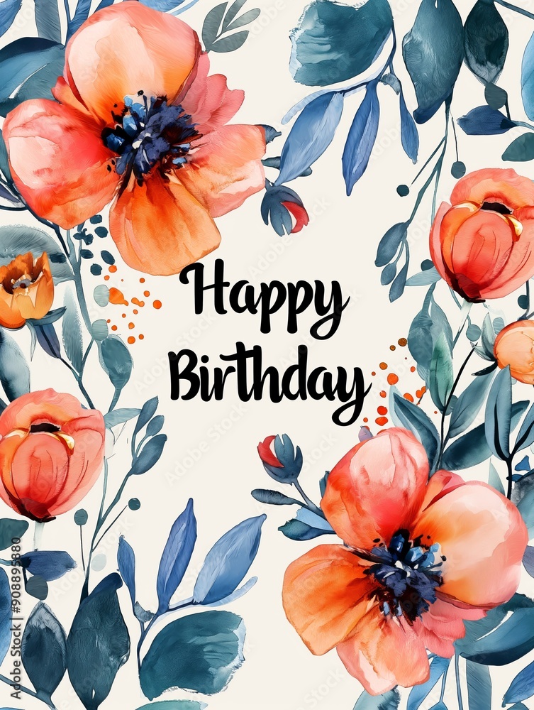 Happy Birthday greeting card with flowers Happy Birthday greeting card with flowers