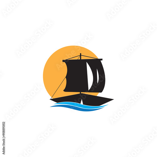 Ship Logo, Ocean Transport Vector, And Cruise Ship, Cargo, Logistics, Sailing School, Speedboat