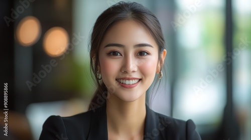 Smiling Young Businesswoman in Professional Setting