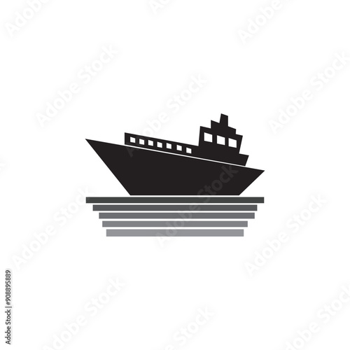 Ship Logo, Ocean Transport Vector, And Cruise Ship, Cargo, Logistics, Sailing School, Speedboat