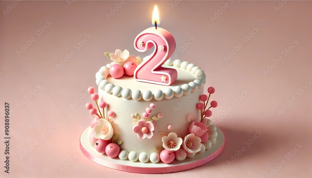 little white birthday cake with a burning candle in the form of the letter little white birthday cake with a burning candle in the form of the letter