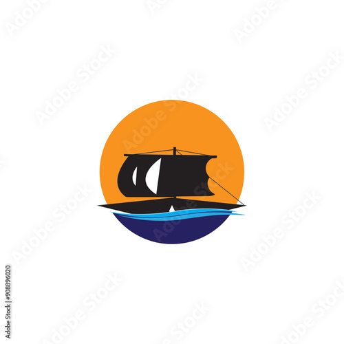 Ship Logo, Ocean Transport Vector, And Cruise Ship, Cargo, Logistics, Sailing School, Speedboat