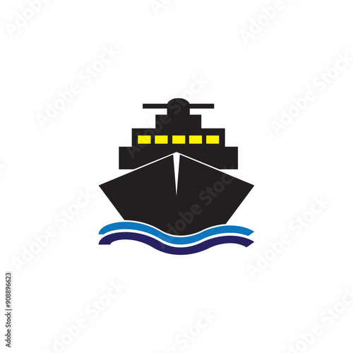 Ship Logo, Ocean Transport Vector, And Cruise Ship, Cargo, Logistics, Sailing School, Speedboat