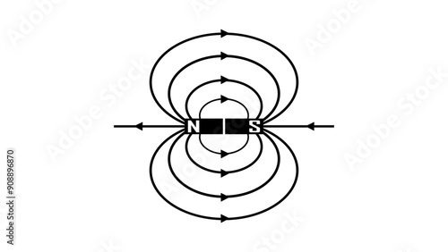 Magnetic field, black isolated silhouette