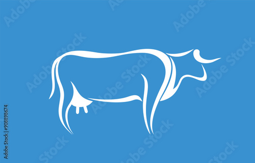 Cow logo. Isolated cow on white background