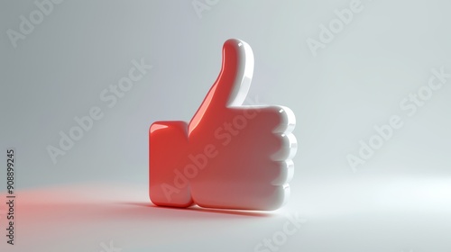 Like, a 3d design icon with thumbs up on a light background.