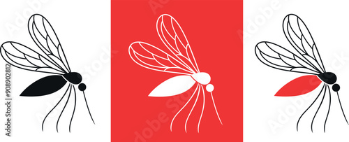 Mosquito logo. Isolated mosquito on white background