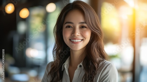 Smiling Professional Woman in Bright Office