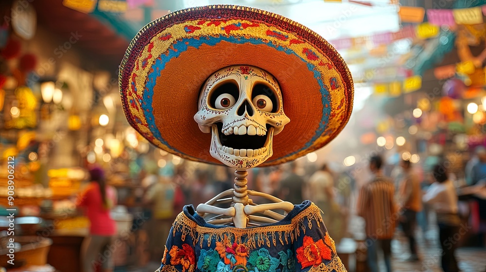Vibrant Dia de los Muertos Festival Scene Vibrant Dia de los Muertos Festival Scene