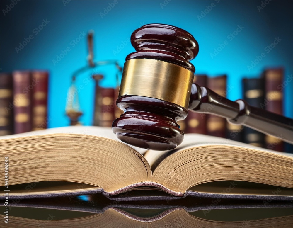 A judge's gavel resting on a book, symbolizing the concept of justice. A judge's gavel resting on a book, symbolizing the concept of justice.