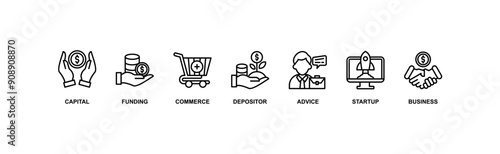 Angel investor banner web icon vector illustration concept of business angel, informal investor, investment founder with icon of capital, funding, commerce, depositor, advice, startup and business