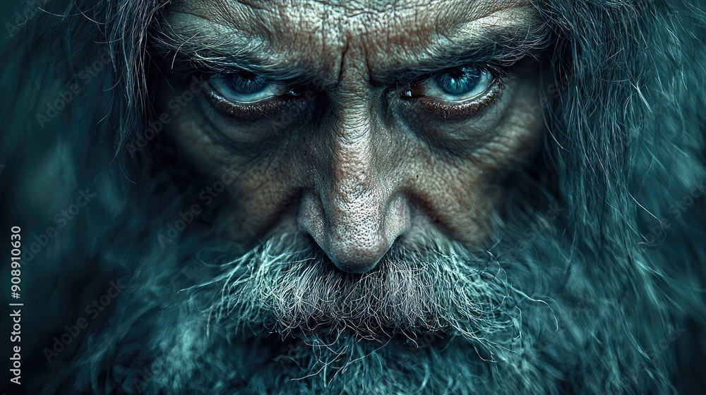 An old man with a blurred background of an ancient city An old man with a blurred background of an ancient city