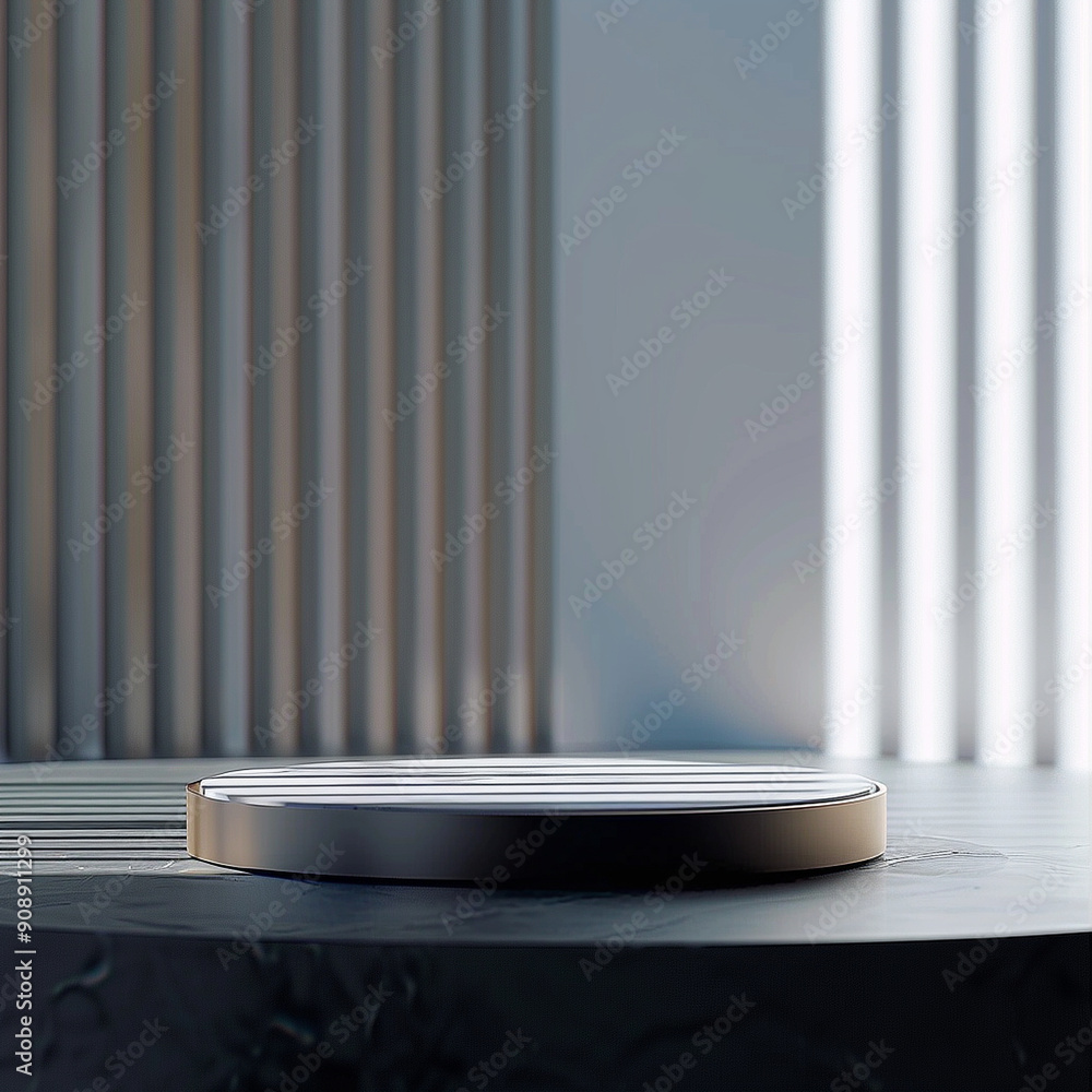 interior of a modern house with close up product display podium interior of a modern house with close up product display podium