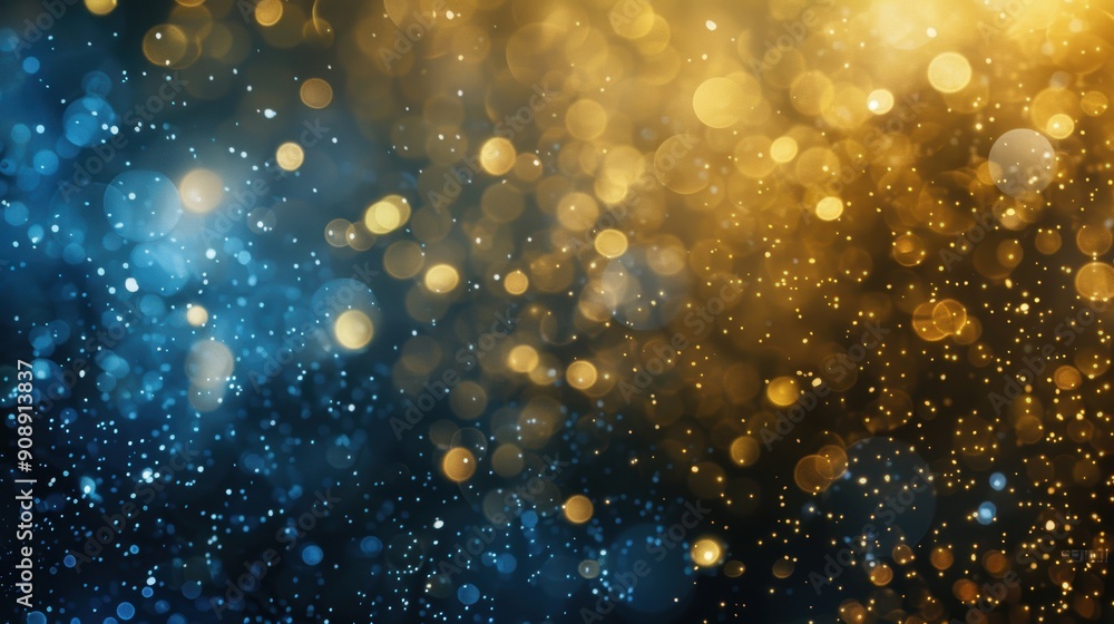 Abstract blue and gold glittering bokeh lights, perfect for a festive and celebratory background. Abstract blue and gold glittering bokeh lights, perfect for a festive and celebratory background.