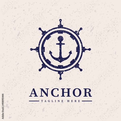 ancor logo vintage design vector template illustration