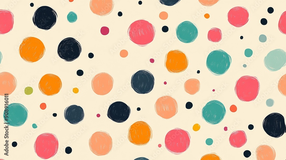 Abstract Pattern of Colorful Circles on a Beige Background Abstract Pattern of Colorful Circles on a Beige Background