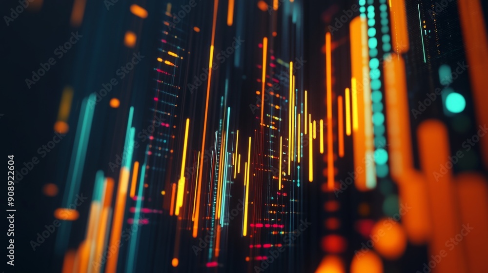 Abstract 3D financial graph with dynamic lines and bars representing market data. Abstract 3D financial graph with dynamic lines and bars representing market data.