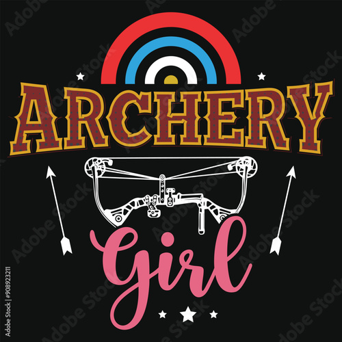 Archery girl typography tshirt design