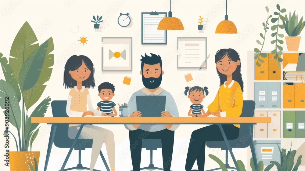 vector illustration with minimal style of an office desk with people vector illustration with minimal style of an office desk with people
