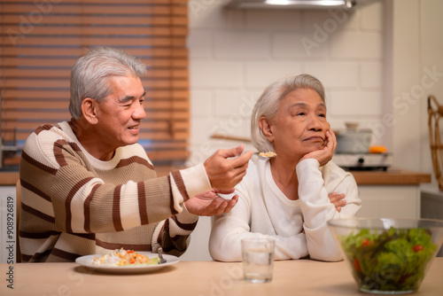 Wallpaper Mural Senior Love and Healthy Living: Elderly Couple Shares Care and Happiness Together in Retirement, Lifestyle Filled with Family, Healthy Food, and Joyful Meals Torontodigital.ca