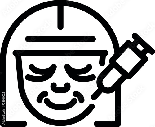Woman with closed eyes receiving a rejuvenating facial injection from a syringe
