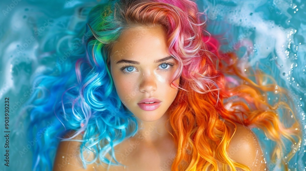 portrait of a woman in bright colours portrait of a woman in bright colours