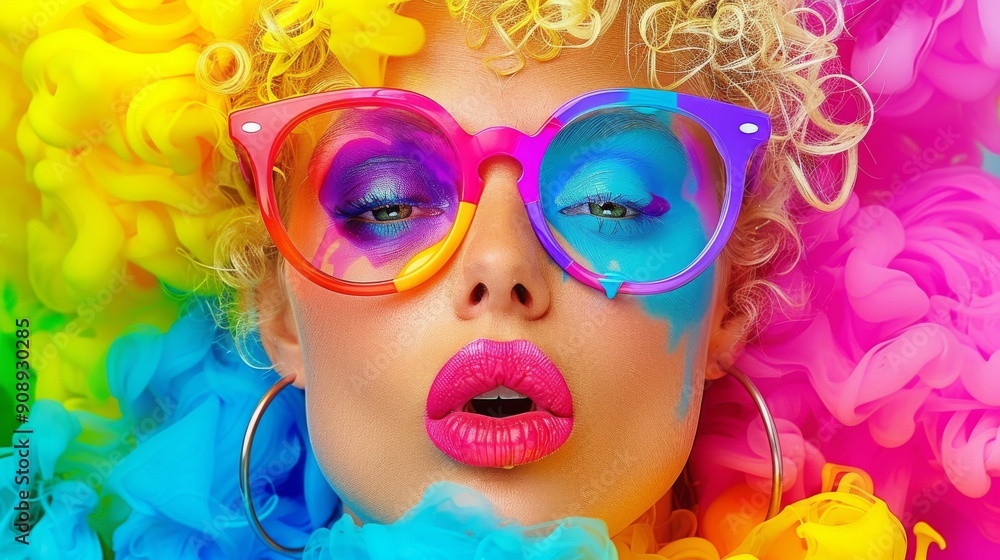 portrait of a woman in bright colours portrait of a woman in bright colours