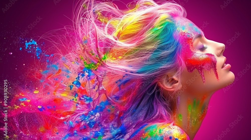 portrait of a woman in bright colours portrait of a woman in bright colours