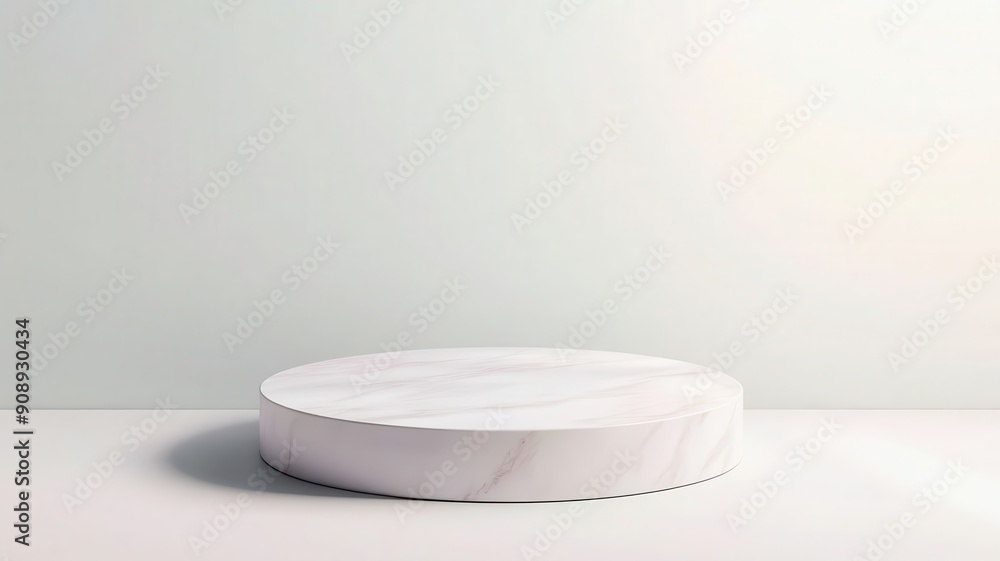 A minimalist circular marble podium product display with soft lighting, perfect for showcasing products or art in a modern setting. A minimalist circular marble podium product display with soft lighting, perfect for showcasing products or art in a modern setting.