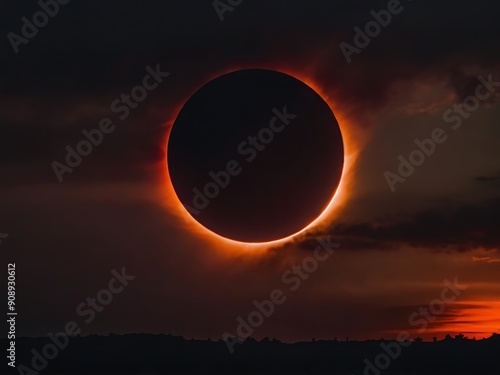 Obraz na płótnie High quality image of red eclipse in the dark sky, space and astronomy concept, dark with red theme w salonie