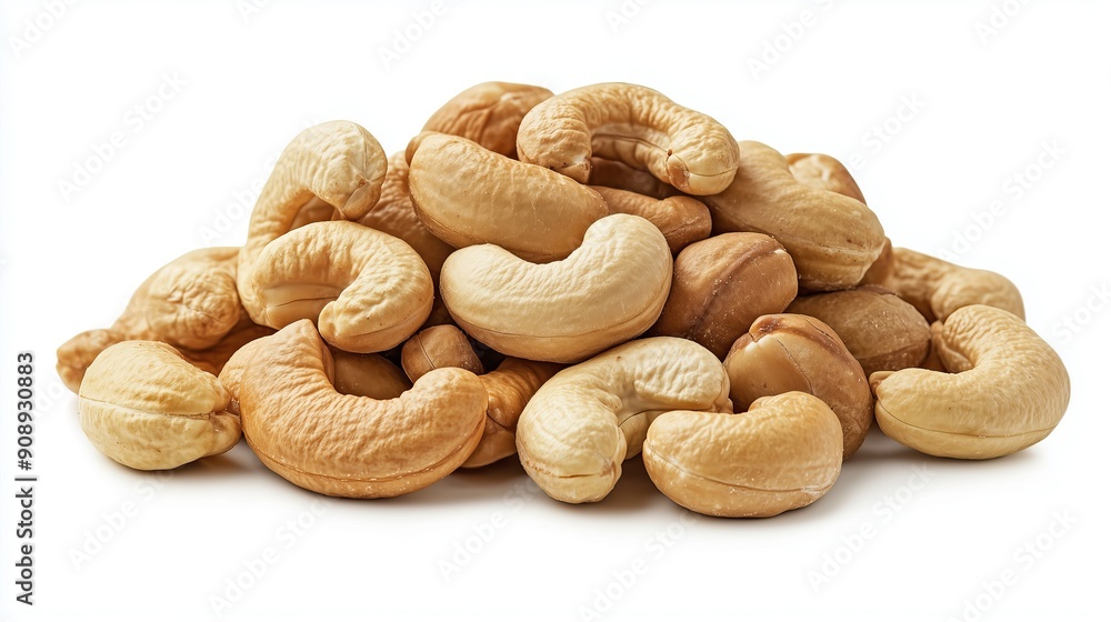 pile of cashew nuts on a white background pile of cashew nuts on a white background